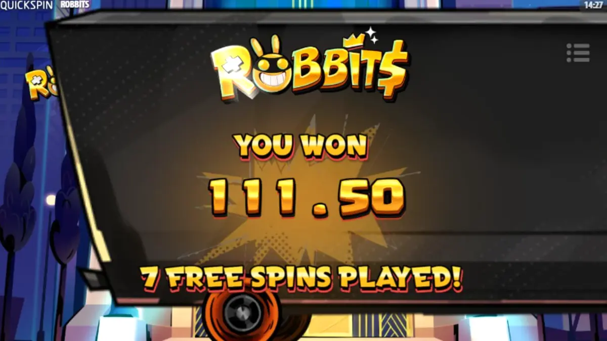 Tampilan antarmuka game slot Robbits pada layar ponsel pintar